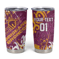 Personalized Brisbane Broncos Rugby Tumbler Cup Urban Street Graffiti Style - Distressed Splatter Elements
