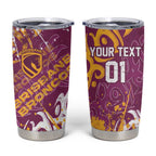 Personalized Brisbane Broncos Rugby Tumbler Cup Urban Street Graffiti Style - Distressed Splatter Elements