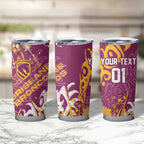 Personalized Brisbane Broncos Rugby Tumbler Cup Urban Street Graffiti Style - Distressed Splatter Elements