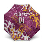Personalized Brisbane Broncos Rugby Umbrella Urban Street Graffiti Style - Distressed Splatter Elements