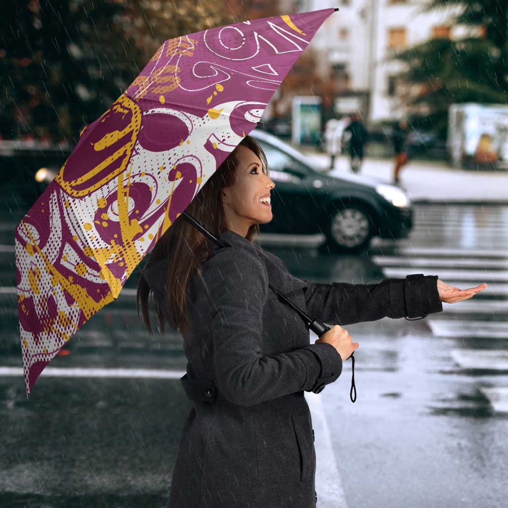 Personalized Brisbane Broncos Rugby Umbrella Urban Street Graffiti Style - Distressed Splatter Elements