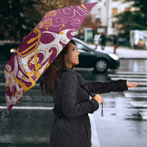 Personalized Brisbane Broncos Rugby Umbrella Urban Street Graffiti Style - Distressed Splatter Elements