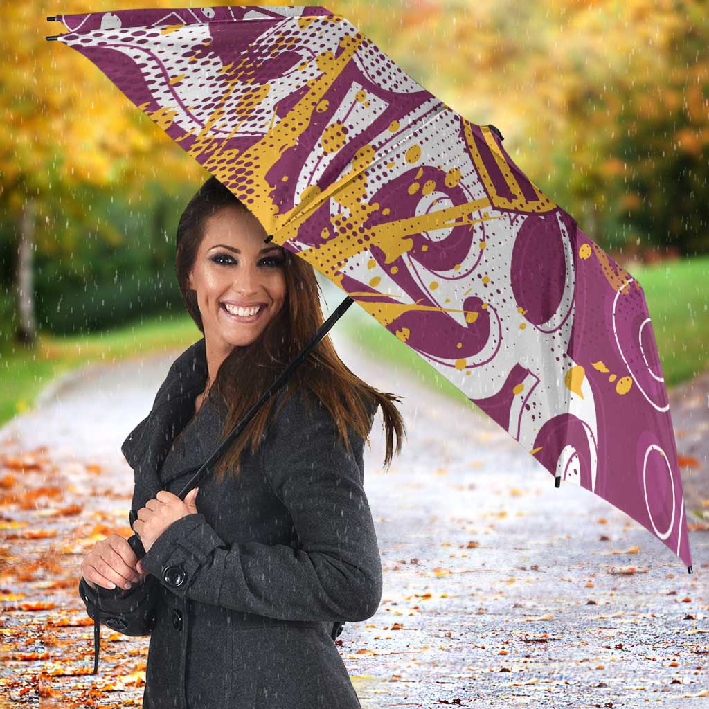 Personalized Brisbane Broncos Rugby Umbrella Urban Street Graffiti Style - Distressed Splatter Elements