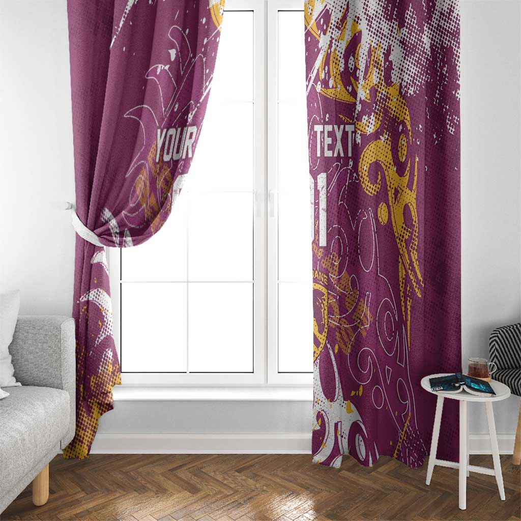 Personalized Brisbane Broncos Rugby Window Curtain Urban Street Graffiti Style - Distressed Splatter Elements
