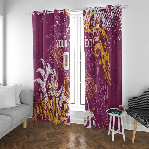 Personalized Brisbane Broncos Rugby Window Curtain Urban Street Graffiti Style - Distressed Splatter Elements