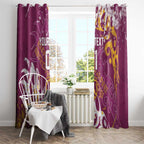 Personalized Brisbane Broncos Rugby Window Curtain Urban Street Graffiti Style - Distressed Splatter Elements