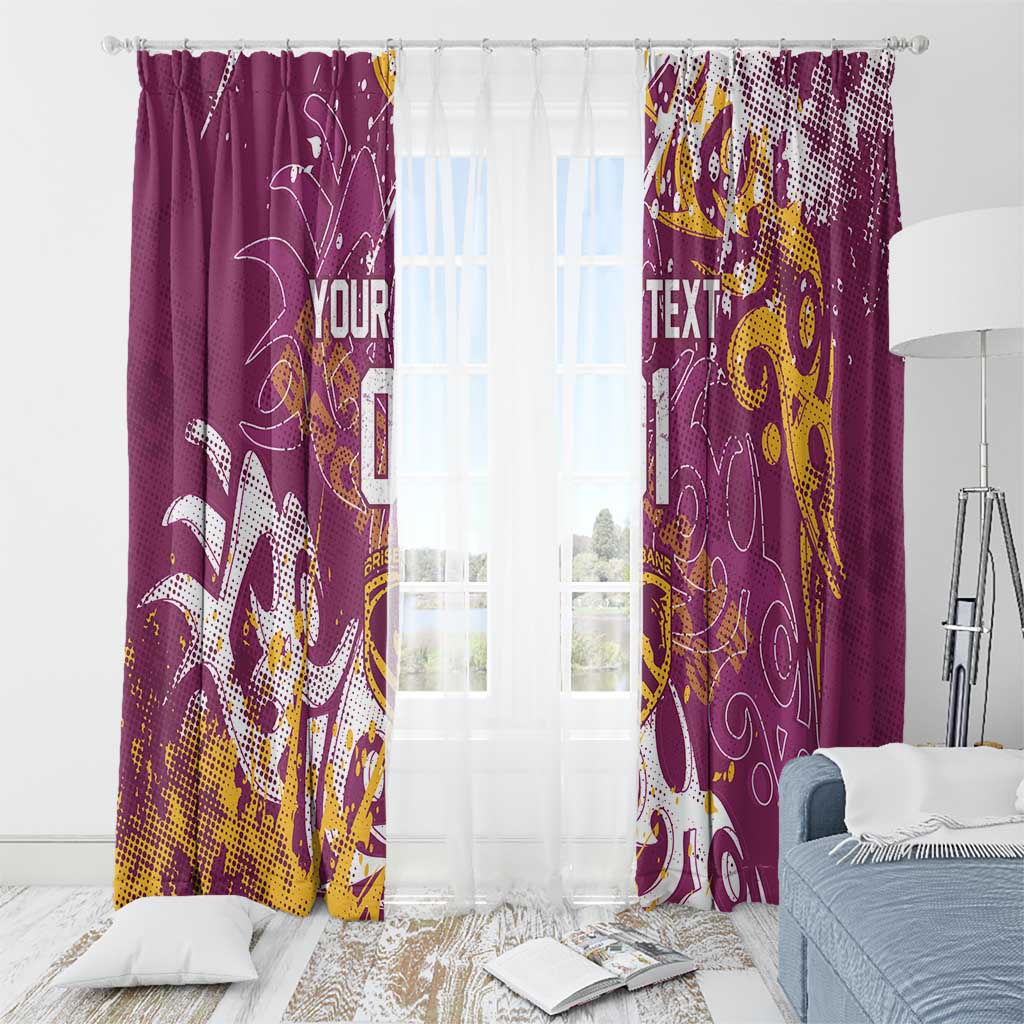 Personalized Brisbane Broncos Rugby Window Curtain Urban Street Graffiti Style - Distressed Splatter Elements