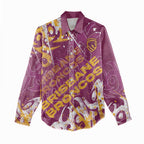 Personalized Brisbane Broncos Rugby Women Casual Shirt Urban Street Graffiti Style - Distressed Splatter Elements