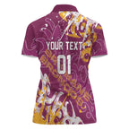 Personalized Brisbane Broncos Rugby Women Polo Shirt Urban Street Graffiti Style - Distressed Splatter Elements