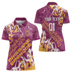 Personalized Brisbane Broncos Rugby Women Polo Shirt Urban Street Graffiti Style - Distressed Splatter Elements