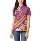 Personalized Brisbane Broncos Rugby Women Polo Shirt Urban Street Graffiti Style - Distressed Splatter Elements