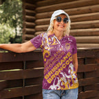 Personalized Brisbane Broncos Rugby Women Polo Shirt Urban Street Graffiti Style - Distressed Splatter Elements