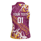 Personalized Brisbane Broncos Rugby Women Sleeveless Polo Shirt Urban Street Graffiti Style - Distressed Splatter Elements