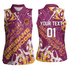Personalized Brisbane Broncos Rugby Women Sleeveless Polo Shirt Urban Street Graffiti Style - Distressed Splatter Elements