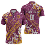 Personalized Brisbane Broncos Rugby Zipper Polo Shirt Urban Street Graffiti Style - Distressed Splatter Elements