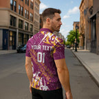 Personalized Brisbane Broncos Rugby Zipper Polo Shirt Urban Street Graffiti Style - Distressed Splatter Elements