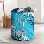 Personalized Cronulla-Sutherland Sharks Rugby Laundry Basket Urban Street Graffiti Style - Distressed Splatter Elements