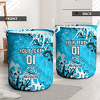 Personalized Cronulla-Sutherland Sharks Rugby Laundry Basket Urban Street Graffiti Style - Distressed Splatter Elements