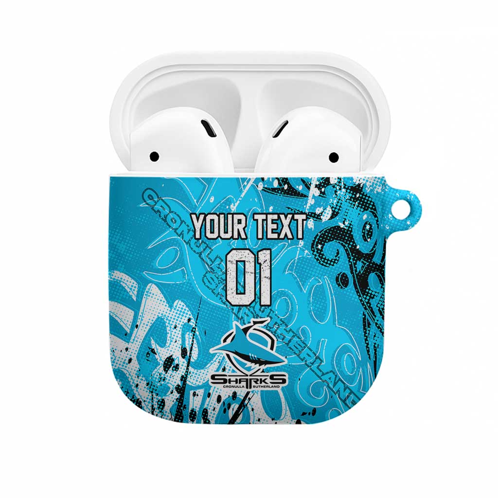 Personalized Cronulla-Sutherland Sharks Rugby AirPods Case Urban Street Graffiti Style - Distressed Splatter Elements
