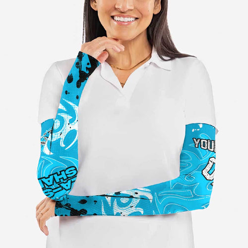 Personalized Cronulla-Sutherland Sharks Rugby Arm Sleeves Urban Street Graffiti Style - Distressed Splatter Elements