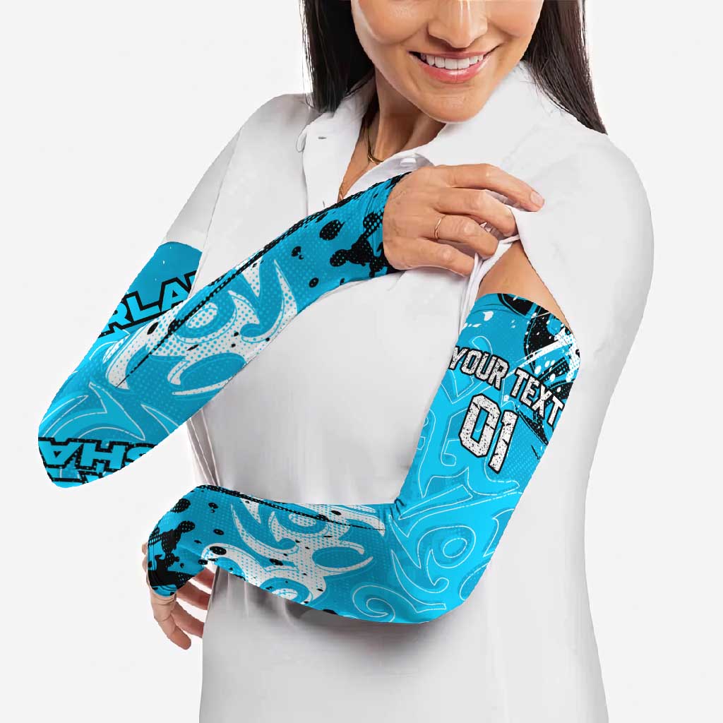 Personalized Cronulla-Sutherland Sharks Rugby Arm Sleeves Urban Street Graffiti Style - Distressed Splatter Elements