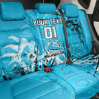 Personalized Cronulla-Sutherland Sharks Rugby Back Car Seat Cover Urban Street Graffiti Style - Distressed Splatter Elements