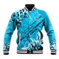 Personalized Cronulla-Sutherland Sharks Rugby Baseball Jacket Urban Street Graffiti Style - Distressed Splatter Elements