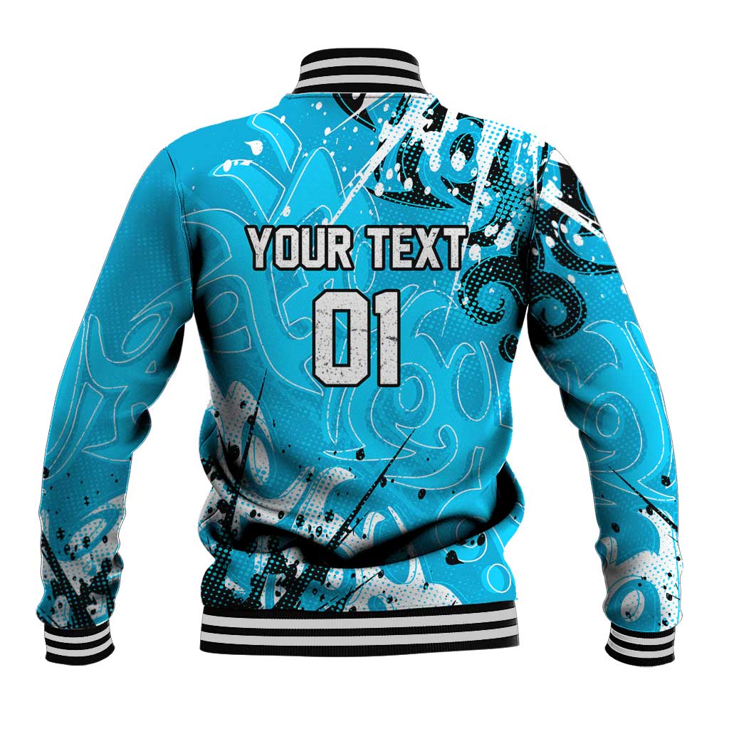 Personalized Cronulla-Sutherland Sharks Rugby Baseball Jacket Urban Street Graffiti Style - Distressed Splatter Elements