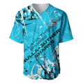 Personalized Cronulla-Sutherland Sharks Rugby Baseball Jersey Urban Street Graffiti Style - Distressed Splatter Elements