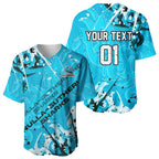 Personalized Cronulla-Sutherland Sharks Rugby Baseball Jersey Urban Street Graffiti Style - Distressed Splatter Elements