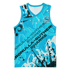 Personalized Cronulla-Sutherland Sharks Rugby Basketball Jersey Urban Street Graffiti Style - Distressed Splatter Elements