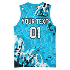 Personalized Cronulla-Sutherland Sharks Rugby Basketball Jersey Urban Street Graffiti Style - Distressed Splatter Elements