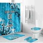 Personalized Cronulla-Sutherland Sharks Rugby Bathroom Set Urban Street Graffiti Style - Distressed Splatter Elements