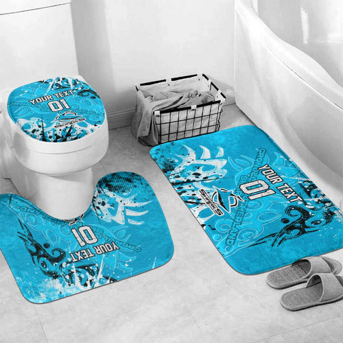 Personalized Cronulla-Sutherland Sharks Rugby Bathroom Set Urban Street Graffiti Style - Distressed Splatter Elements