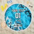 Personalized Cronulla-Sutherland Sharks Rugby Beach Blanket Urban Street Graffiti Style - Distressed Splatter Elements