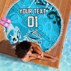 Personalized Cronulla-Sutherland Sharks Rugby Beach Blanket Urban Street Graffiti Style - Distressed Splatter Elements