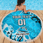 Personalized Cronulla-Sutherland Sharks Rugby Beach Blanket Urban Street Graffiti Style - Distressed Splatter Elements