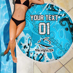 Personalized Cronulla-Sutherland Sharks Rugby Beach Blanket Urban Street Graffiti Style - Distressed Splatter Elements