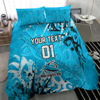 Personalized Cronulla-Sutherland Sharks Rugby Bedding Set Urban Street Graffiti Style - Distressed Splatter Elements