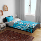 Personalized Cronulla-Sutherland Sharks Rugby Bedding Set Urban Street Graffiti Style - Distressed Splatter Elements