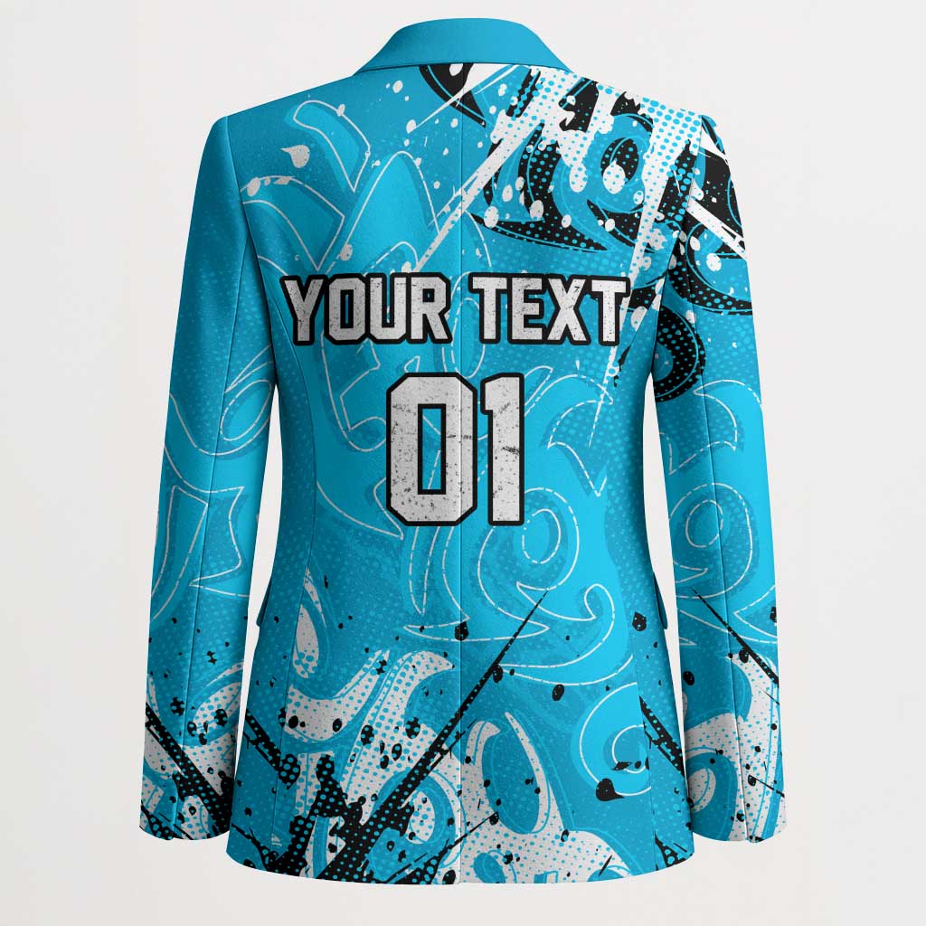 Personalized Cronulla-Sutherland Sharks Rugby Blazer Urban Street Graffiti Style - Distressed Splatter Elements