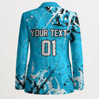 Personalized Cronulla-Sutherland Sharks Rugby Blazer Urban Street Graffiti Style - Distressed Splatter Elements