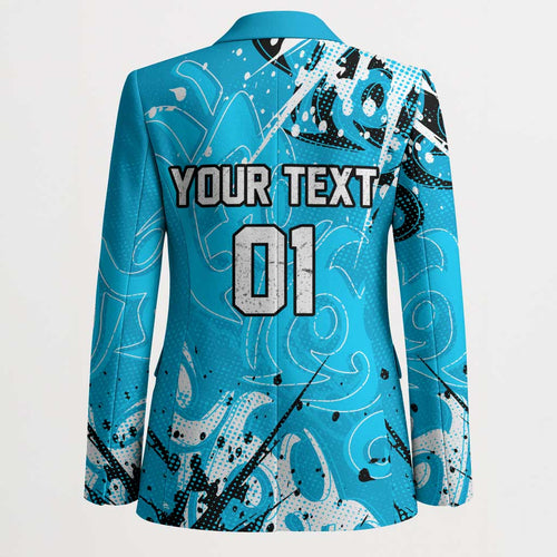 Personalized Cronulla-Sutherland Sharks Rugby Blazer Urban Street Graffiti Style - Distressed Splatter Elements