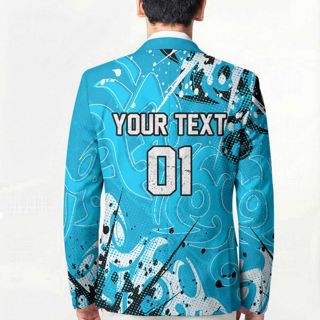 Personalized Cronulla-Sutherland Sharks Rugby Blazer Urban Street Graffiti Style - Distressed Splatter Elements