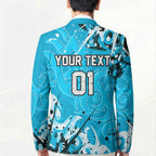 Personalized Cronulla-Sutherland Sharks Rugby Blazer Urban Street Graffiti Style - Distressed Splatter Elements