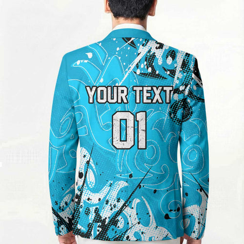 Personalized Cronulla-Sutherland Sharks Rugby Blazer Urban Street Graffiti Style - Distressed Splatter Elements
