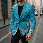 Personalized Cronulla-Sutherland Sharks Rugby Blazer Urban Street Graffiti Style - Distressed Splatter Elements