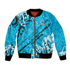 Personalized Cronulla-Sutherland Sharks Rugby Bomber Jacket Urban Street Graffiti Style - Distressed Splatter Elements
