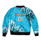 Personalized Cronulla-Sutherland Sharks Rugby Bomber Jacket Urban Street Graffiti Style - Distressed Splatter Elements