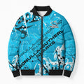 Personalized Cronulla-Sutherland Sharks Rugby Bomber Puffer Jacket Urban Street Graffiti Style - Distressed Splatter Elements
